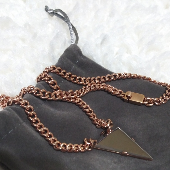 Coach Pyramid Spike Necklace, Two Toned- Rose Gold And Silver, Bold - Picture 5 of 10